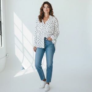 Bella Dahl Button Down Sheet Polka Dot Blouse